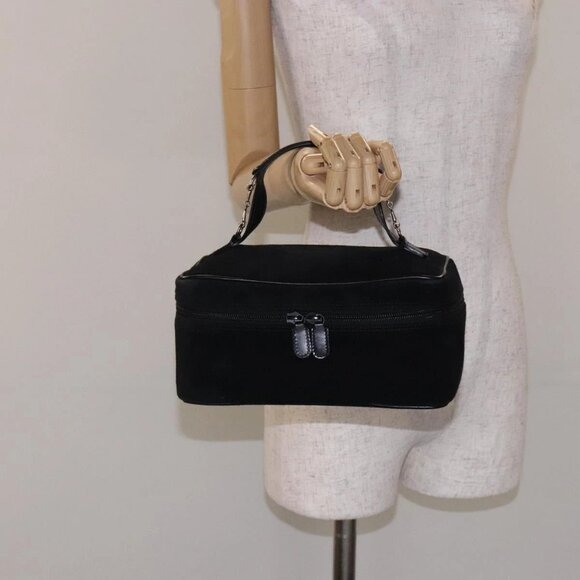 GUCCI Vanity Cosmetic Pouch Suede Black Silver - Picture 1 of 16